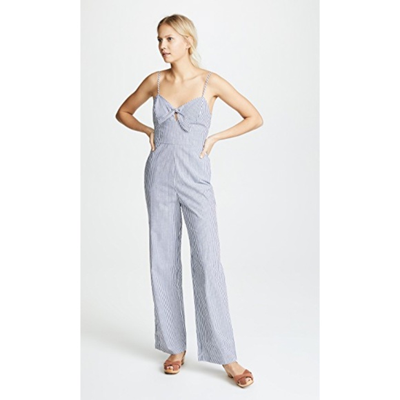 Wayf Pants - WAYF Massa Tie Knot Jumpsuit in Blue Stripe